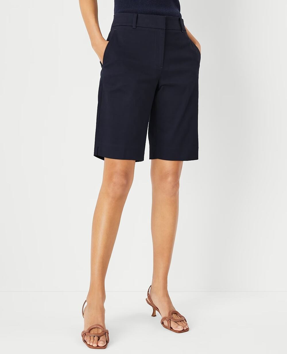 NWT Ann Taylor Navy Boardwalk Shorts Curvy Mid Rise, 10" Inseam, Size 12